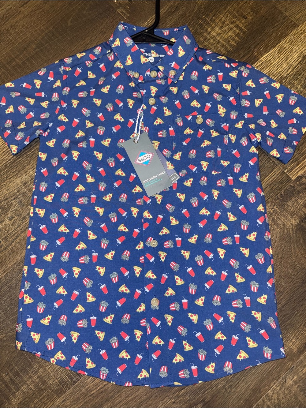 The Southern Shirt Company Navy Snack Print Short Sleeve Button-Up